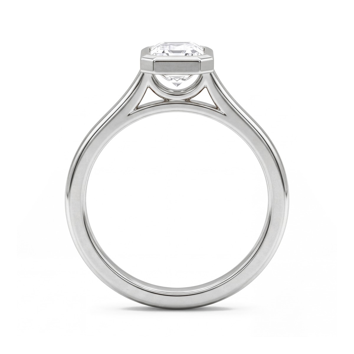 Esme - Anillo solitario de moissanita talla esmeralda con engaste en bisel