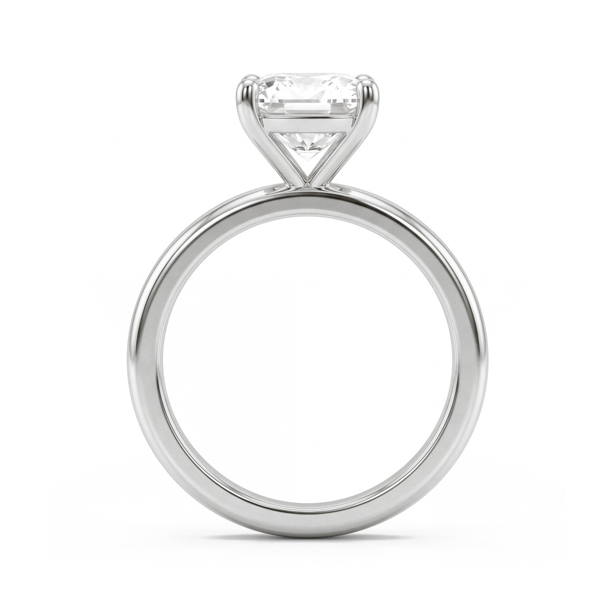 Altessa - Anillo de compromiso solitario de moissanita talla cojín con engaste alto en cuatro garras