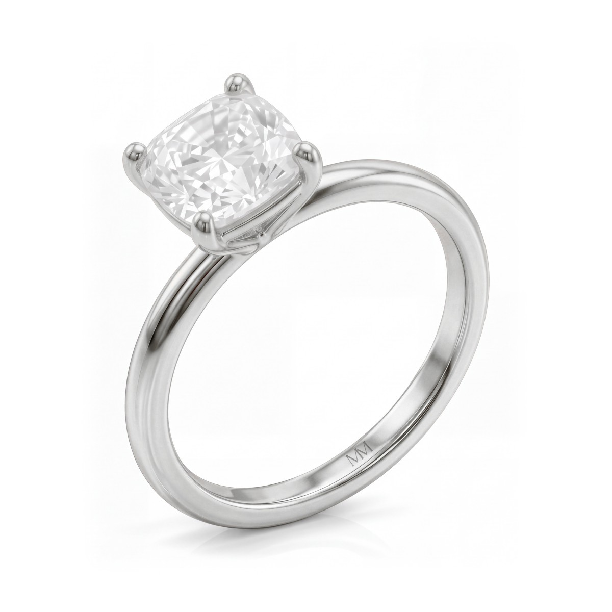 Altessa - Anillo de compromiso solitario de moissanita talla cojín con engaste alto en cuatro garras
