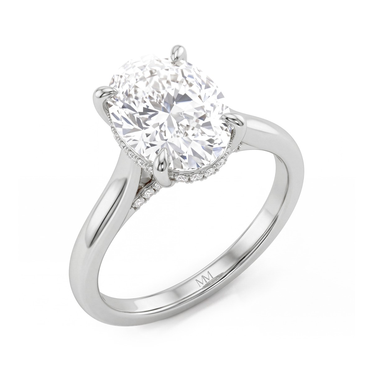 Nimbus - Anillo de compromiso de moissanita oval con halo oculto