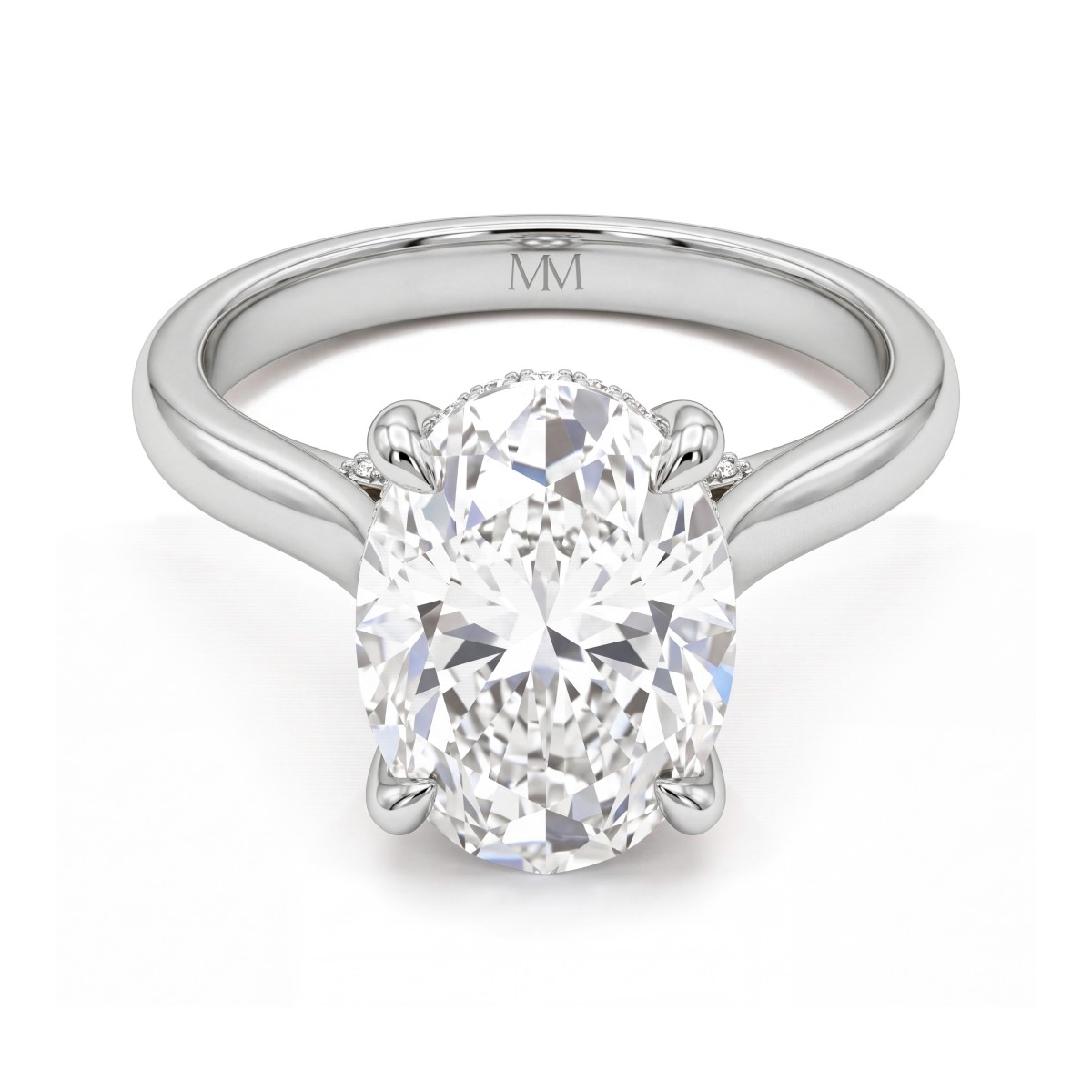 Nimbus - Anillo de compromiso de moissanita oval con halo oculto