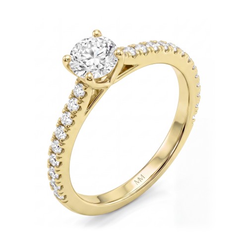 Juliette - Anillo de compromiso de moissanita redonda con aro en pavé