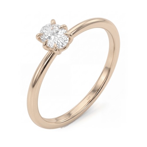 Mignon - Anillo solitario de moissanita oval con seis garras