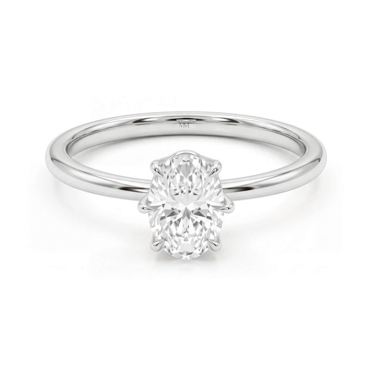 Mignon - Anillo solitario de moissanita oval con seis garras