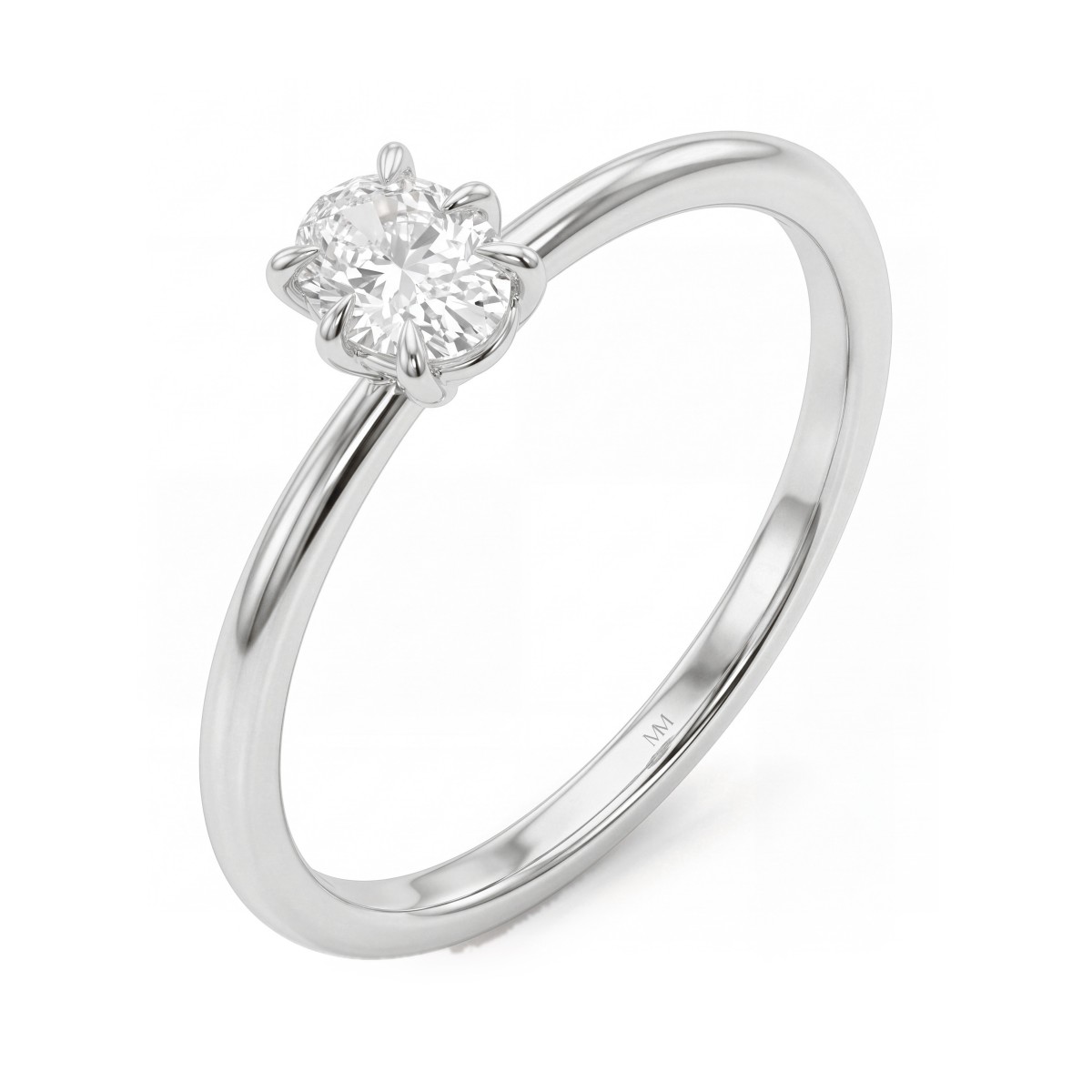 Mignon - Anillo solitario de moissanita oval con seis garras