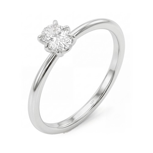 Mignon - Anillo solitario de moissanita oval con seis garras