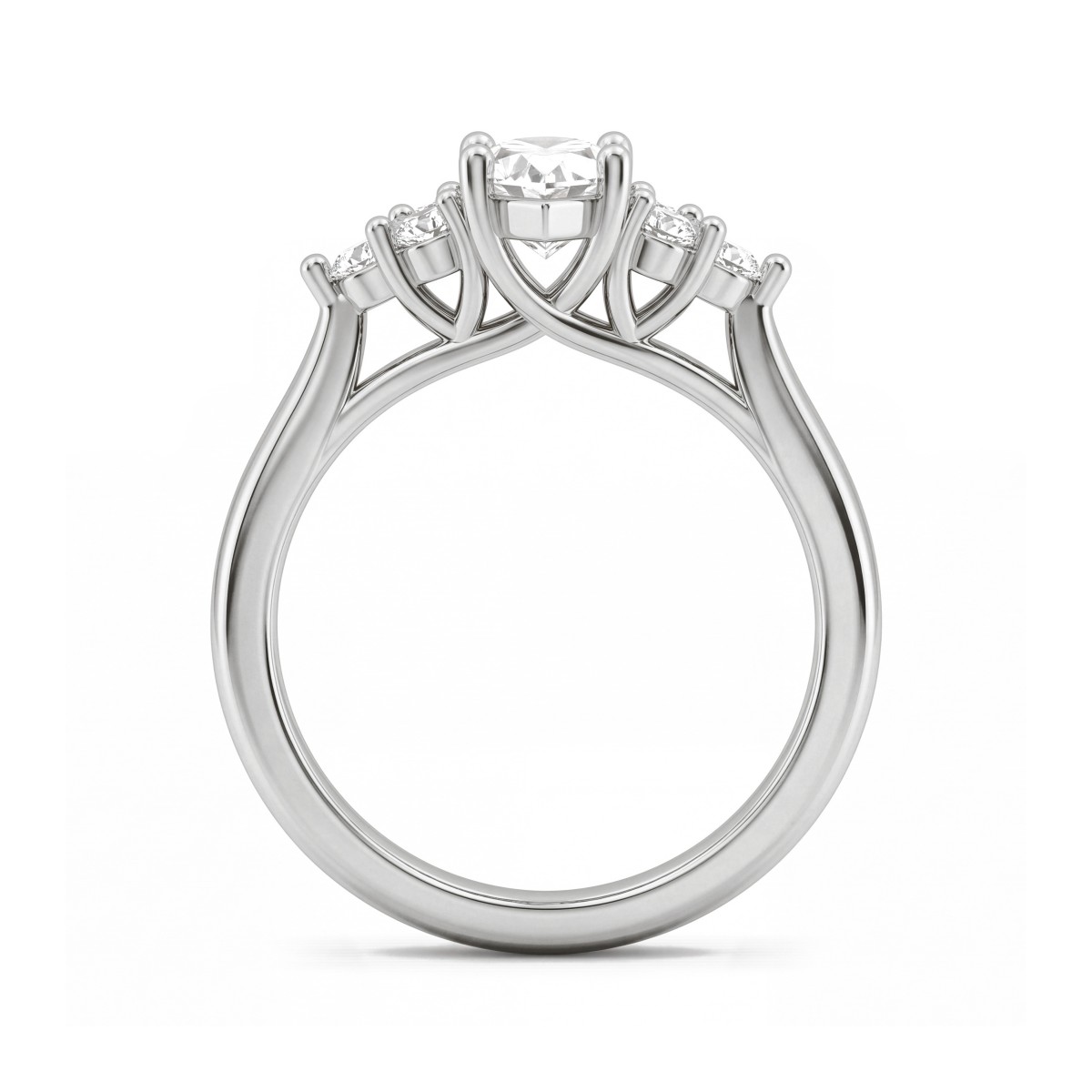 Posy - Anillo de moissanita talla marquesa con piedras laterales en racimo