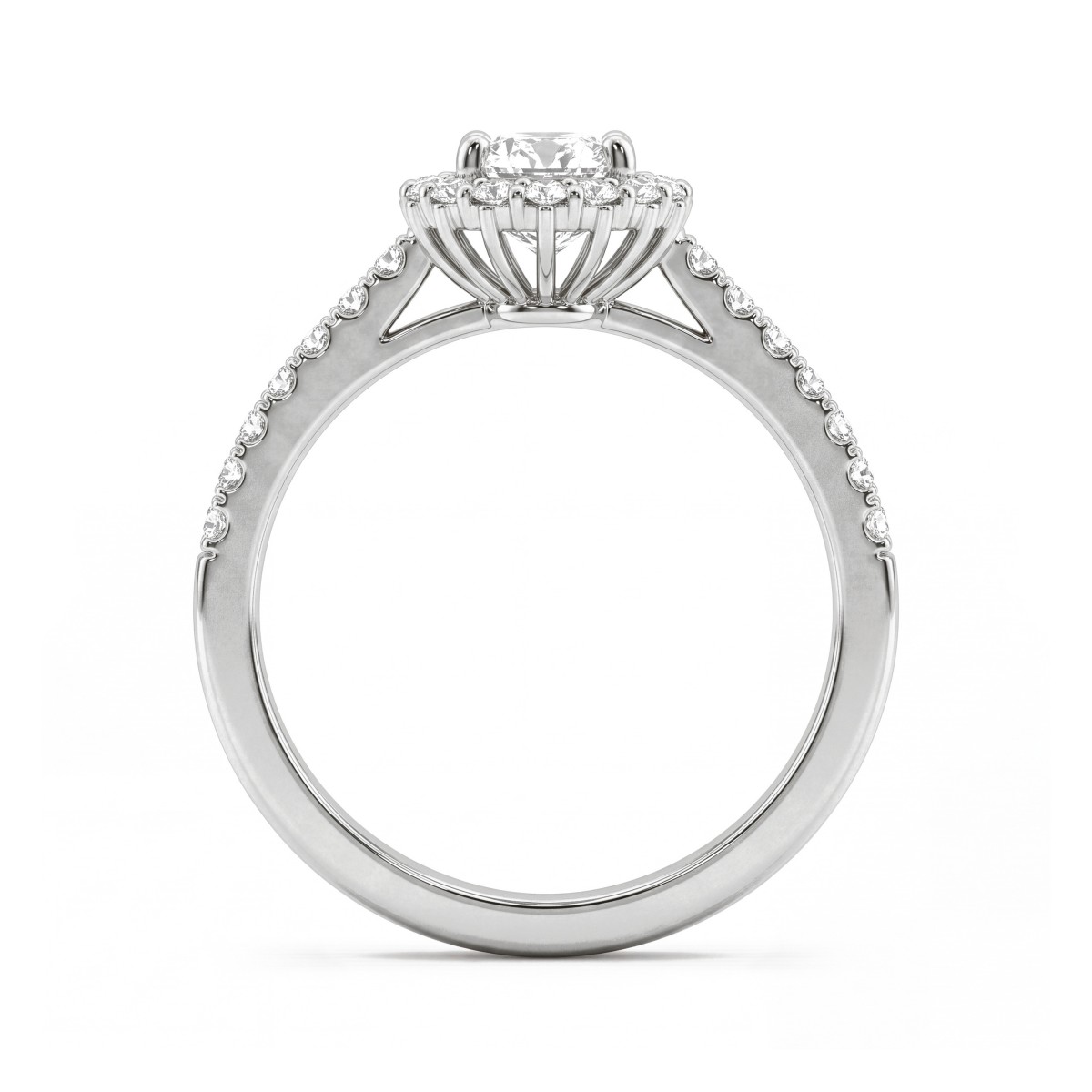 Soleil - Anillo de moissanita oval con halo y aro en pavé