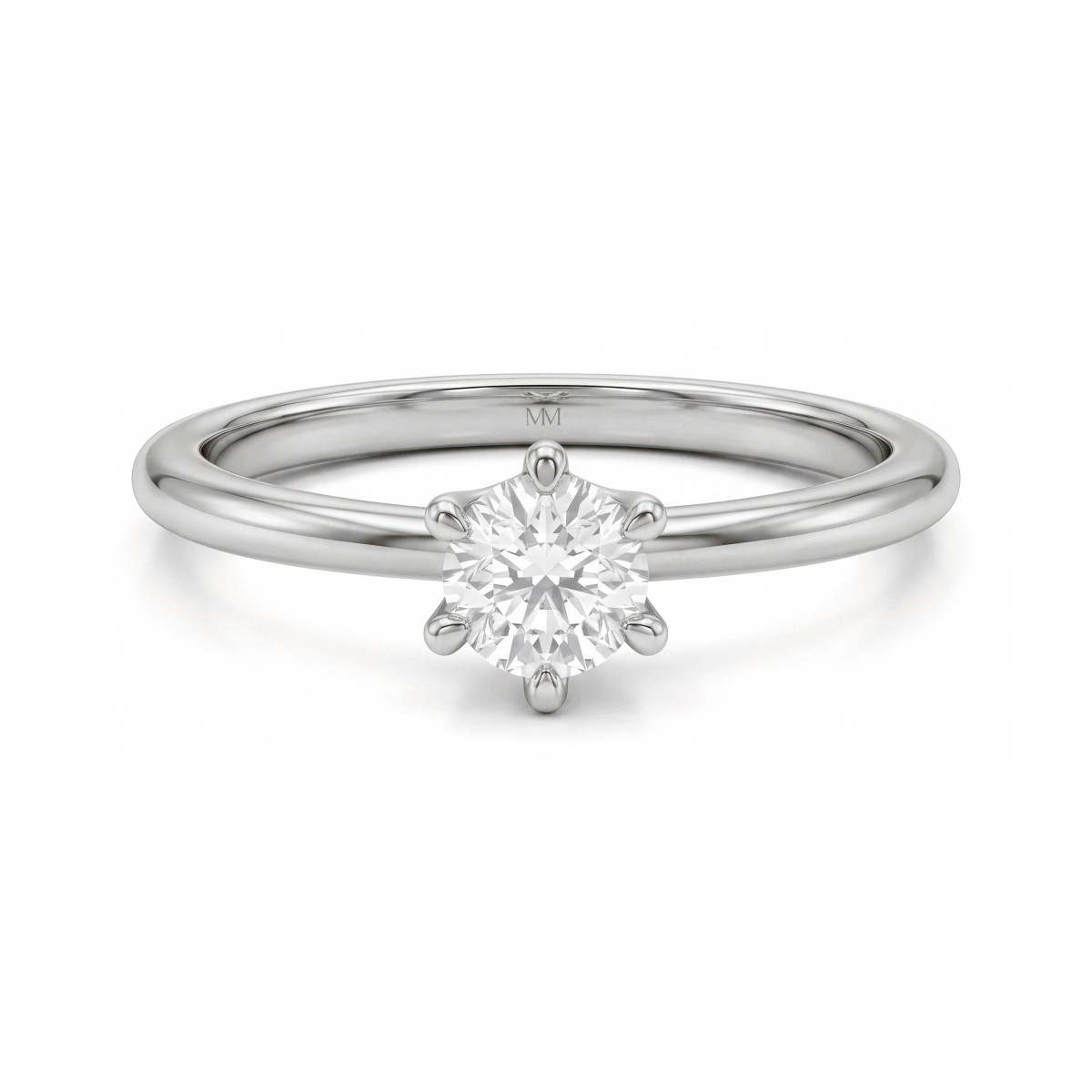 Lily - Anillo solitario de moissanita redonda con engaste tulipán