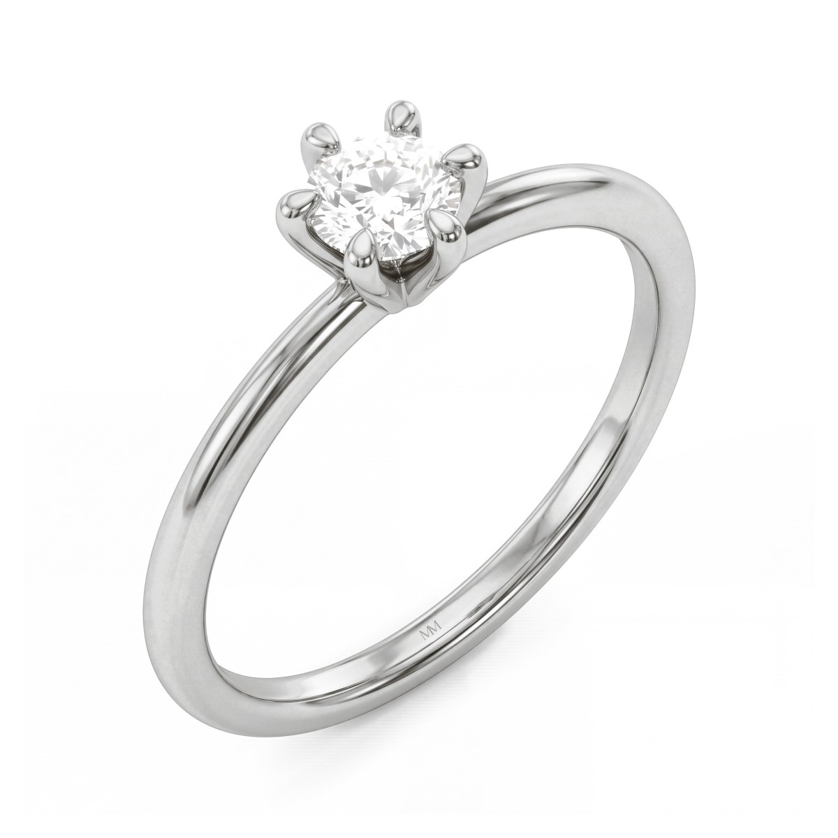 Lily - Anillo solitario de moissanita redonda con engaste tulipán