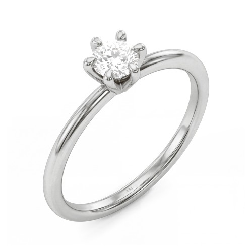 Lily - Anillo solitario de moissanita redonda con engaste tulipán