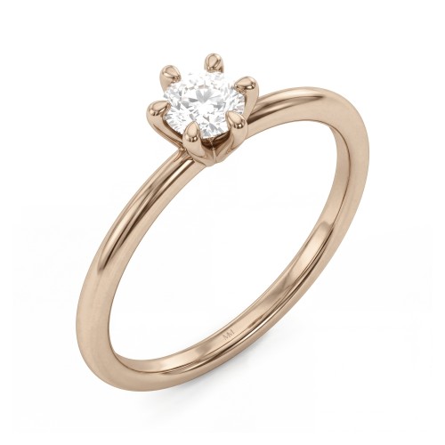 Lily - Anillo solitario de moissanita redonda con engaste tulipán