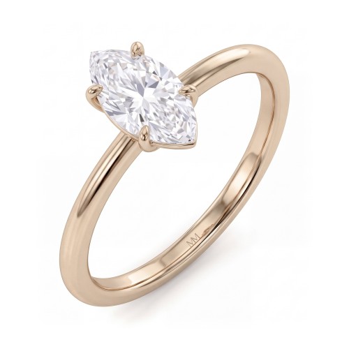 Willow - Anillo de compromiso solitario con moissanita marquesa