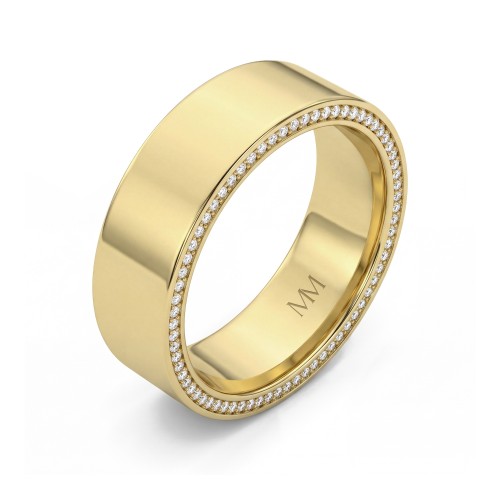 Horizon - Alianza de boda de moissanita para hombre con bordes en pavé