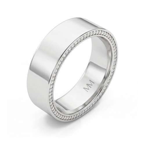Horizon - Alianza de boda de moissanita para hombre con bordes en pavé