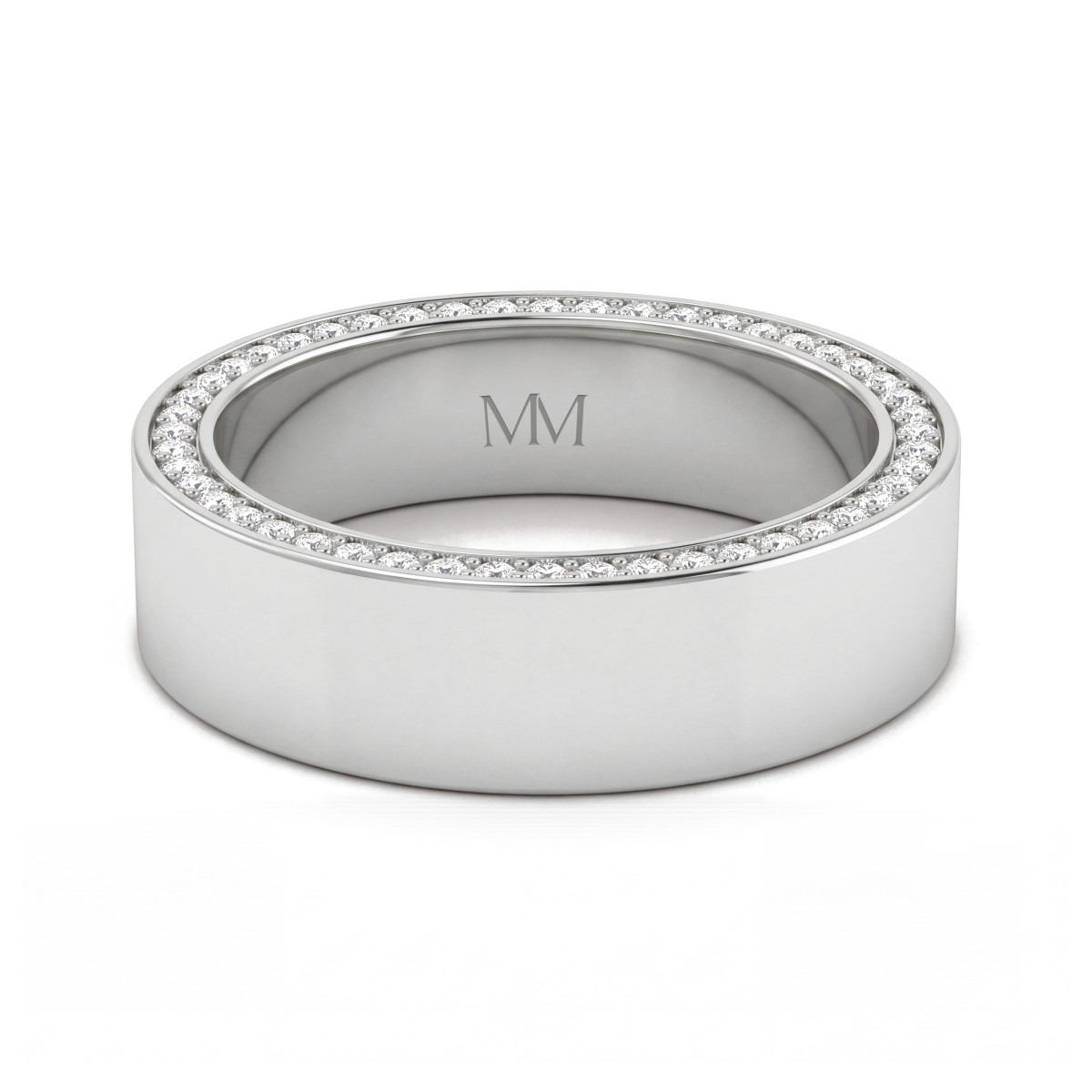 Horizon - Alianza de boda de moissanita para hombre con bordes en pavé