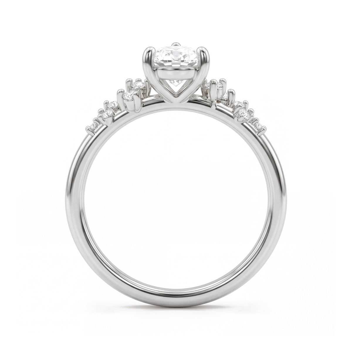 Estelle - Anillo de moissanita talla pera con piedras laterales dispersas