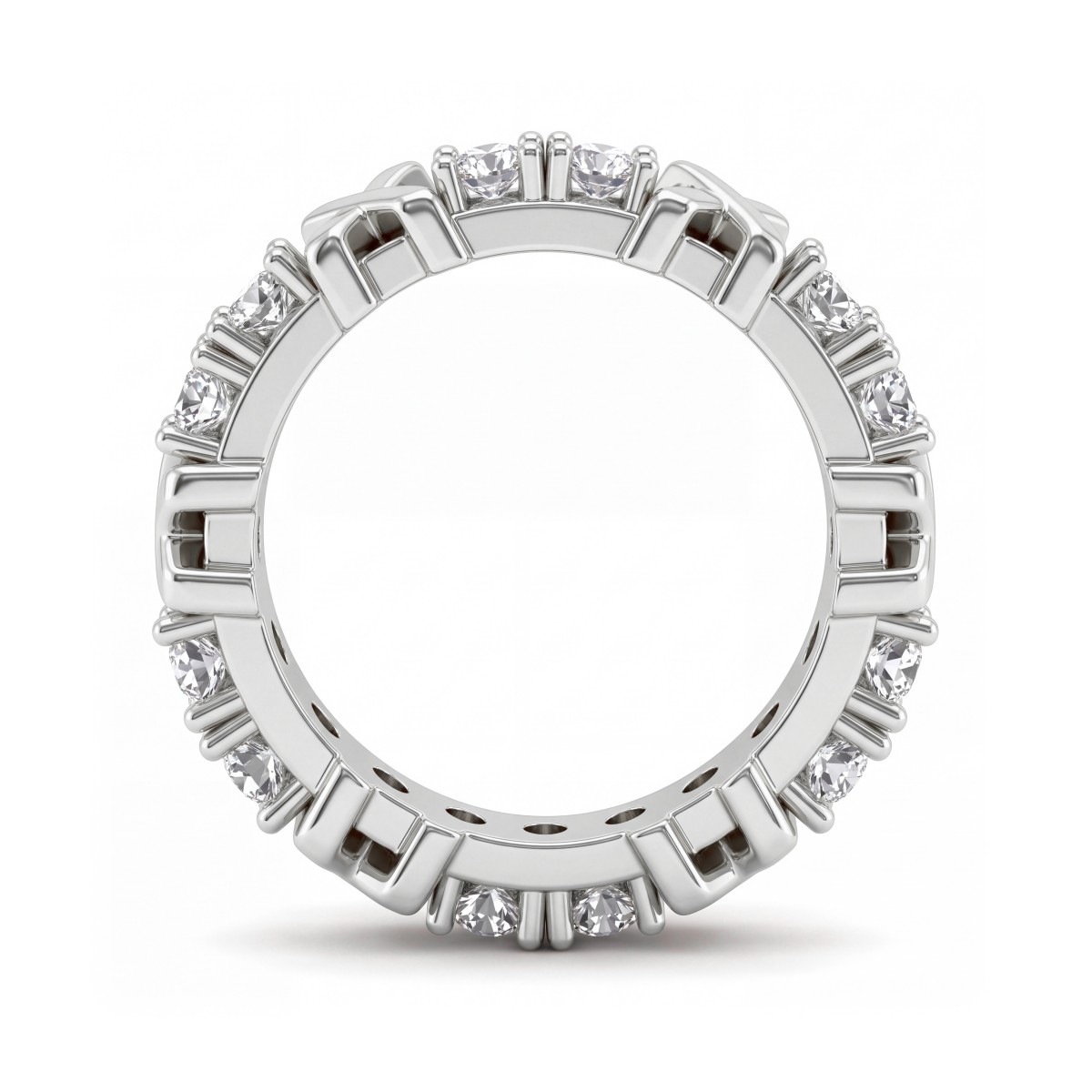 Duetta - Anillo eternity de moissanita redonda con motivos en X