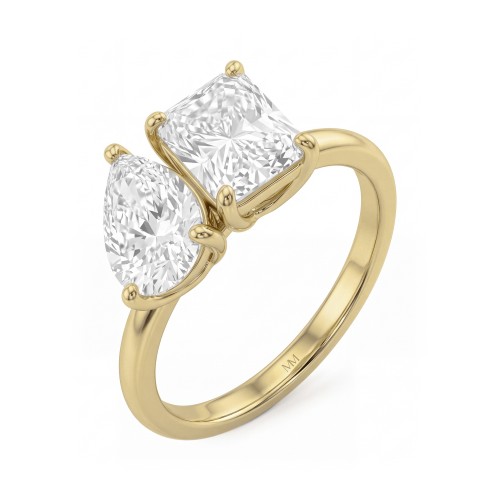 Concordia - Anillo toi et moi de moissanita talla pera y radiant