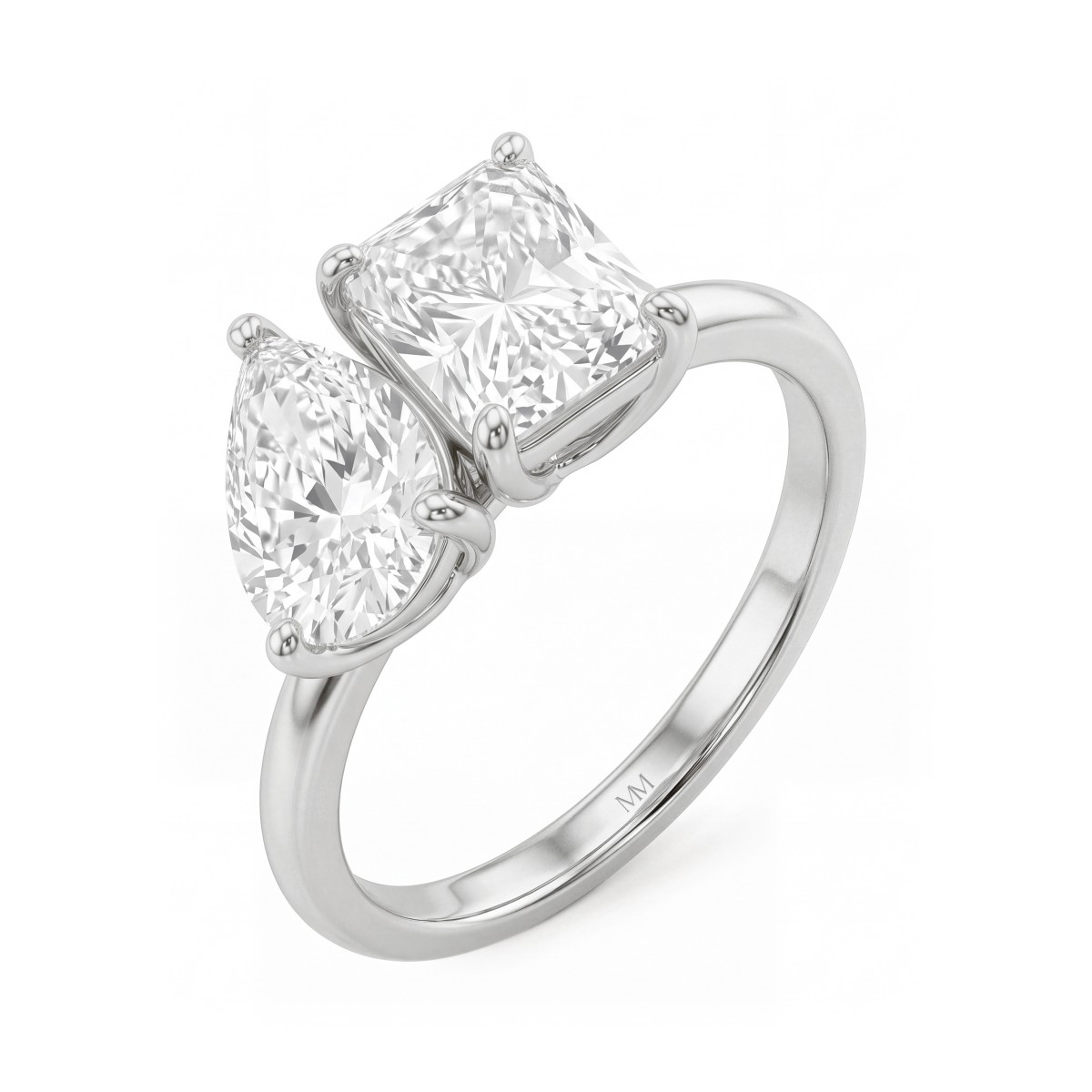 Concordia - Anillo toi et moi de moissanita talla pera y radiant