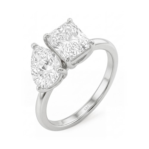 Concordia - Anillo toi et moi de moissanita talla pera y radiant