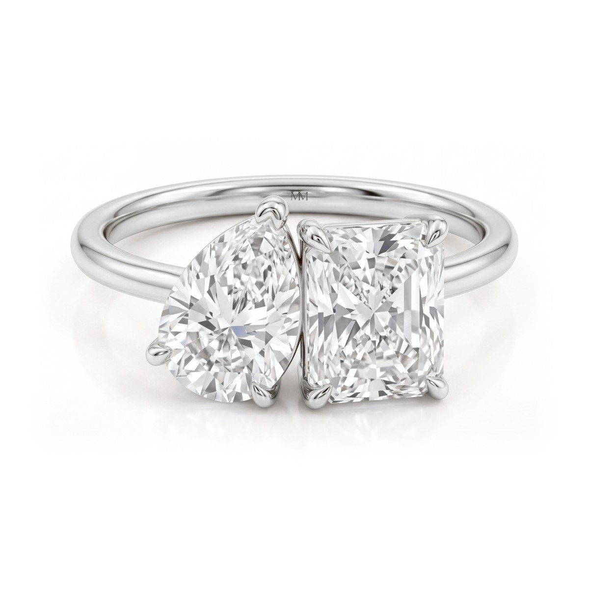 Concordia - Anillo toi et moi de moissanita talla pera y radiant