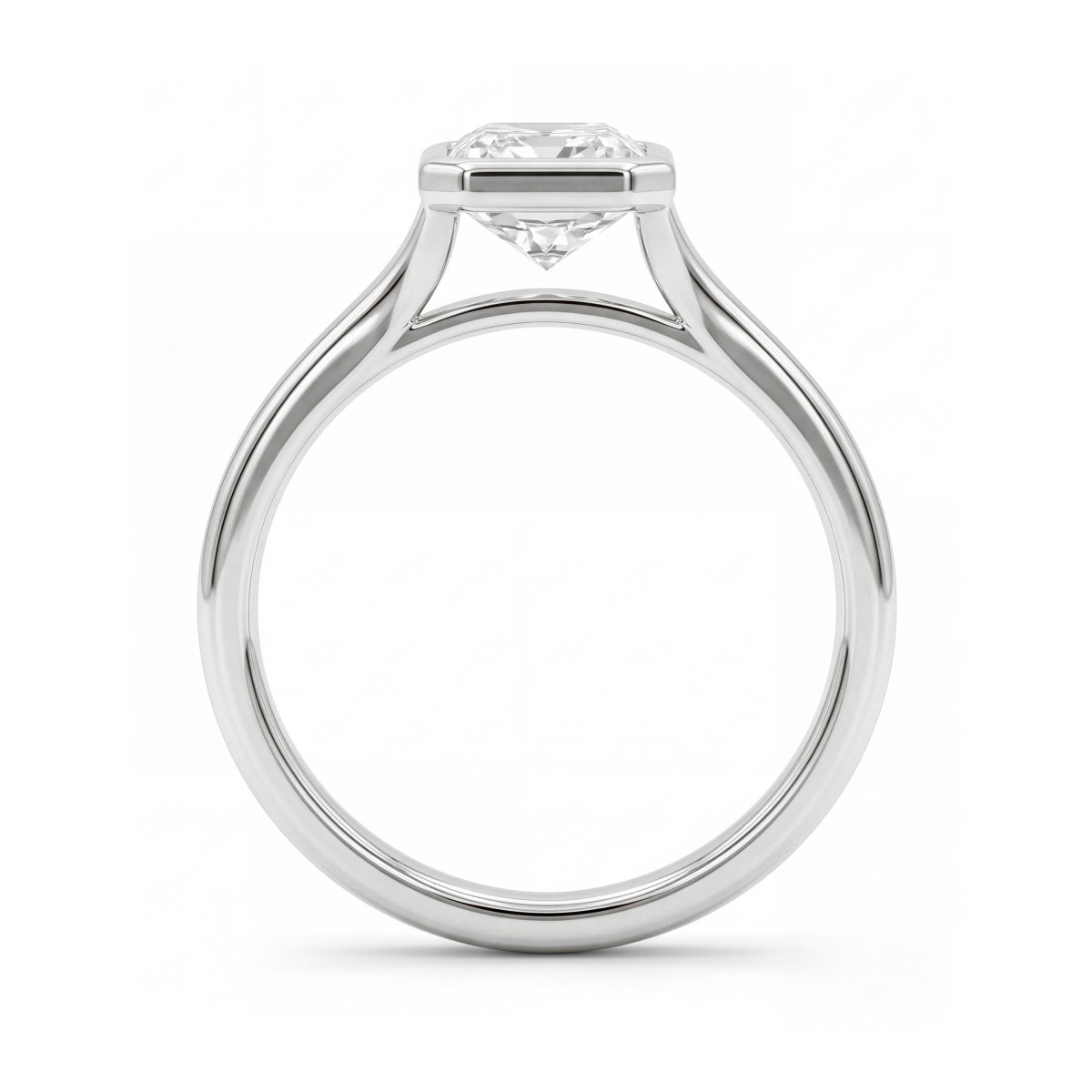 Linnea - Anillo solitario de moissanita de talla radiant con bisel y doble brazo