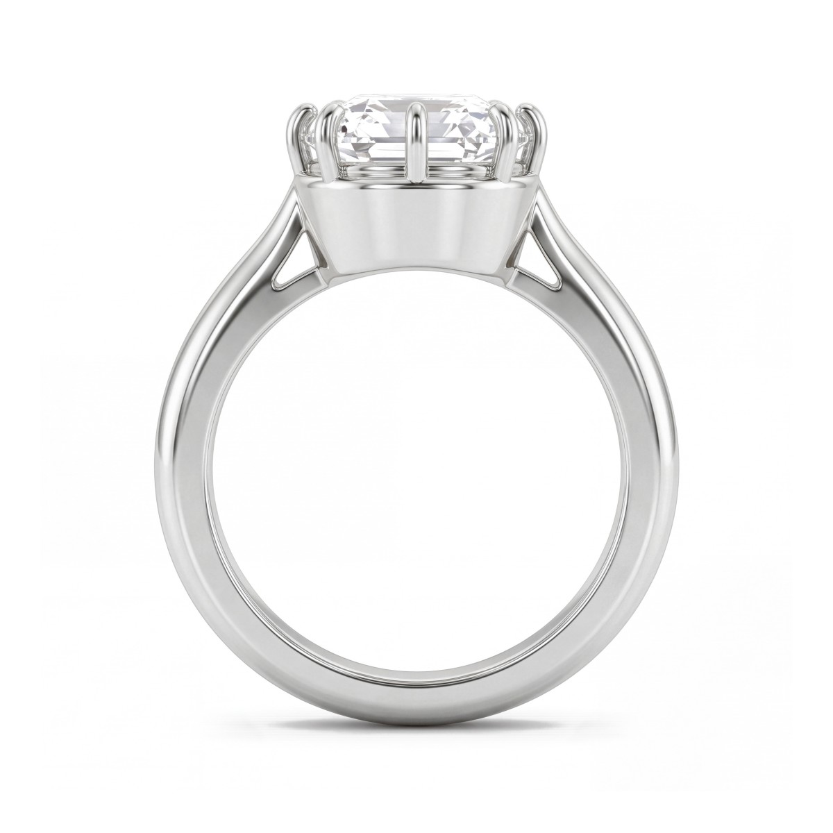 Reverie - Anillo de compromiso solitario de moissanita talla cojín alargada con ocho garras
