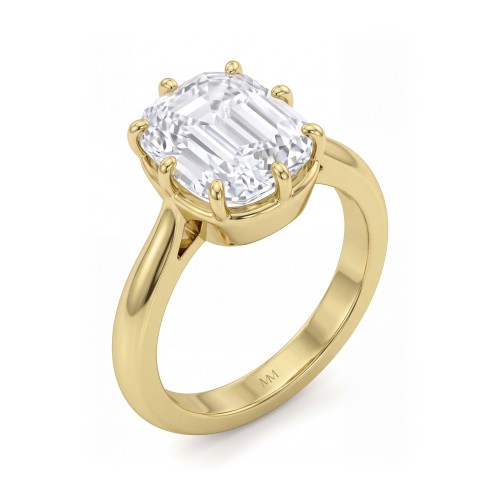 Reverie - Anillo de compromiso solitario de moissanita talla cojín alargada con ocho garras