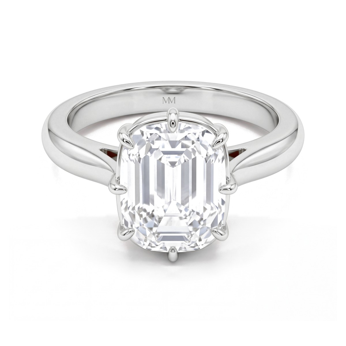 Reverie - Anillo de compromiso solitario de moissanita talla cojín alargada con ocho garras