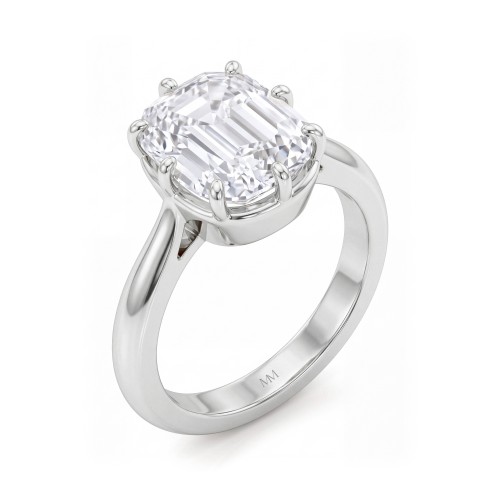 Reverie - Anillo de compromiso solitario de moissanita talla cojín alargada con ocho garras