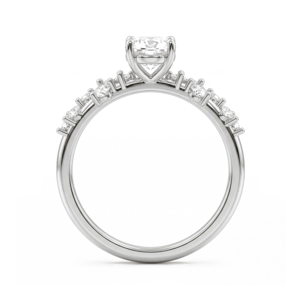 Constella - Anillo de compromiso de moissanita oval con piedras laterales dispersas