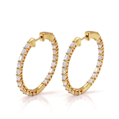 Luminette - Pendientes de aro de moissanita de talla oval con engaste de garras compartidas