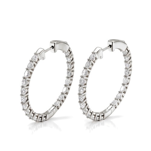 Luminette - Pendientes de aro de moissanita de talla oval con engaste de garras compartidas