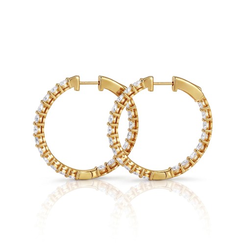 Luminette - Pendientes de aro de moissanita de talla oval con engaste de garras compartidas