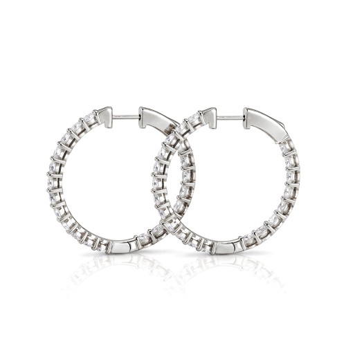 Luminette - Pendientes de aro de moissanita de talla oval con engaste de garras compartidas