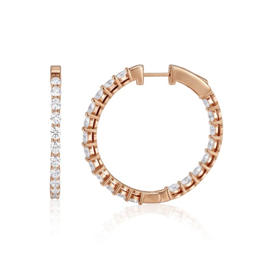 Luminette - Pendientes de aro de moissanita de talla oval con engaste de garras compartidas