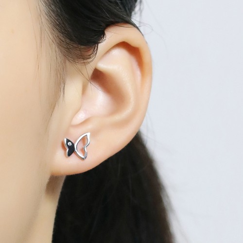 Butterfly Beauty - Pendientes de botón de moissanita