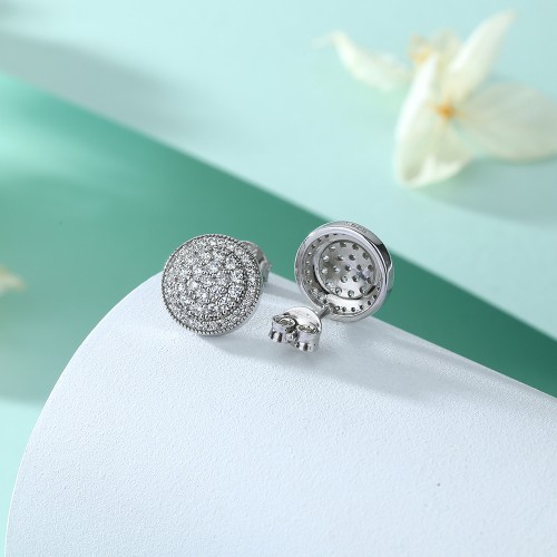 Round Clusters - Pendientes de botón de moissanita con engaste pavé