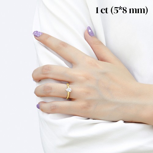 Larissa - Anillo solitario de moissanita de talla pera