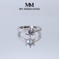 Sophia anillo - Anillo de compromiso de moissanita con piedras laterales en pavé