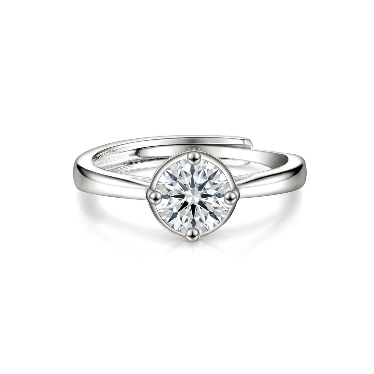 Unum - Anillo Solitario Ajustable de Moissanita