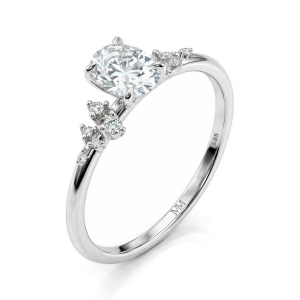 Ovaline - Anillo de moissanita oval con piedras laterales minimalistas Ovaline - Anillo de moissanita oval con piedras laterales minimalistas