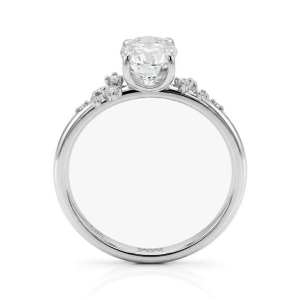 Ovaline - Anillo de moissanita de talla oval con piedras laterales minimalistas