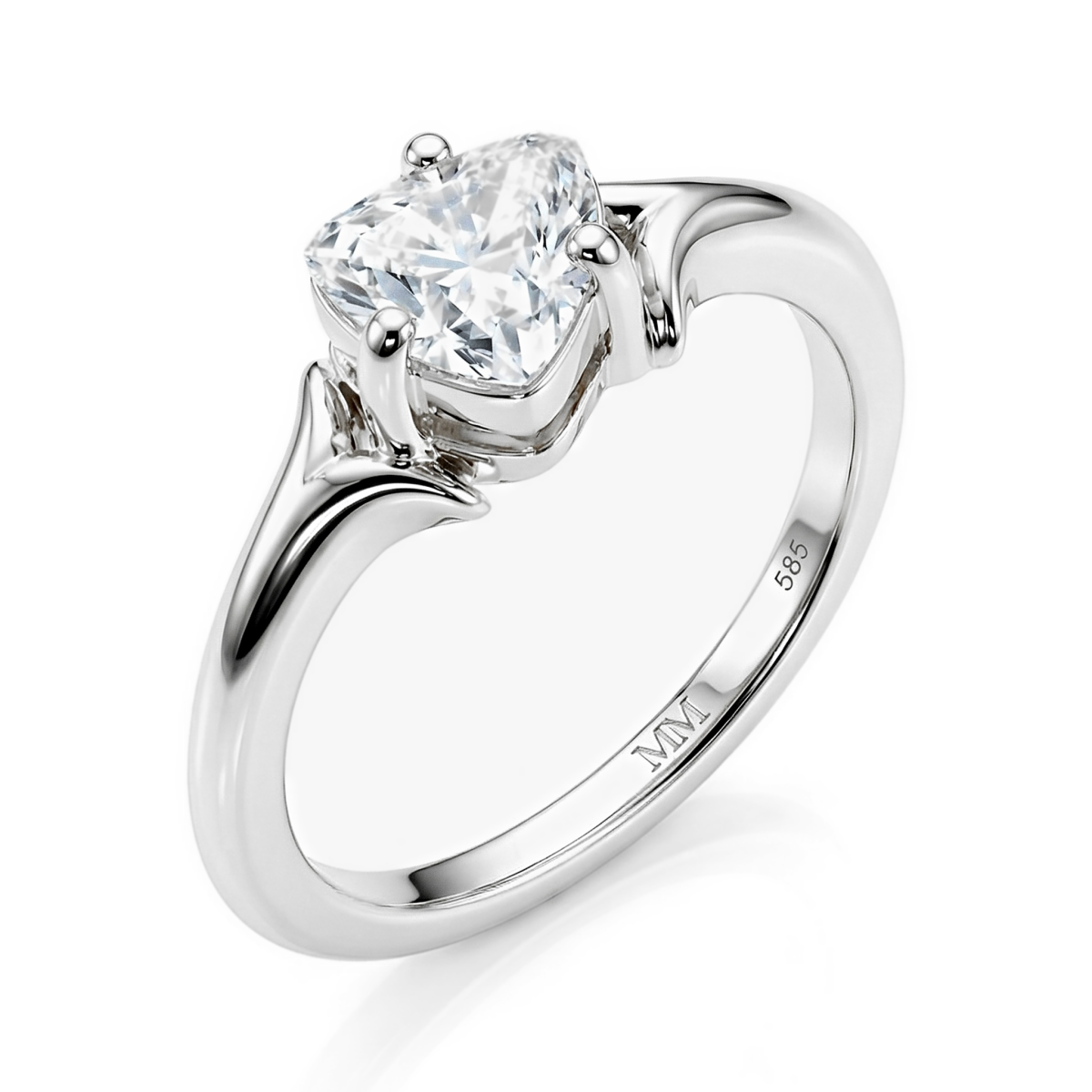 Elysia - Anillo solitario de moissanita en talla trillón