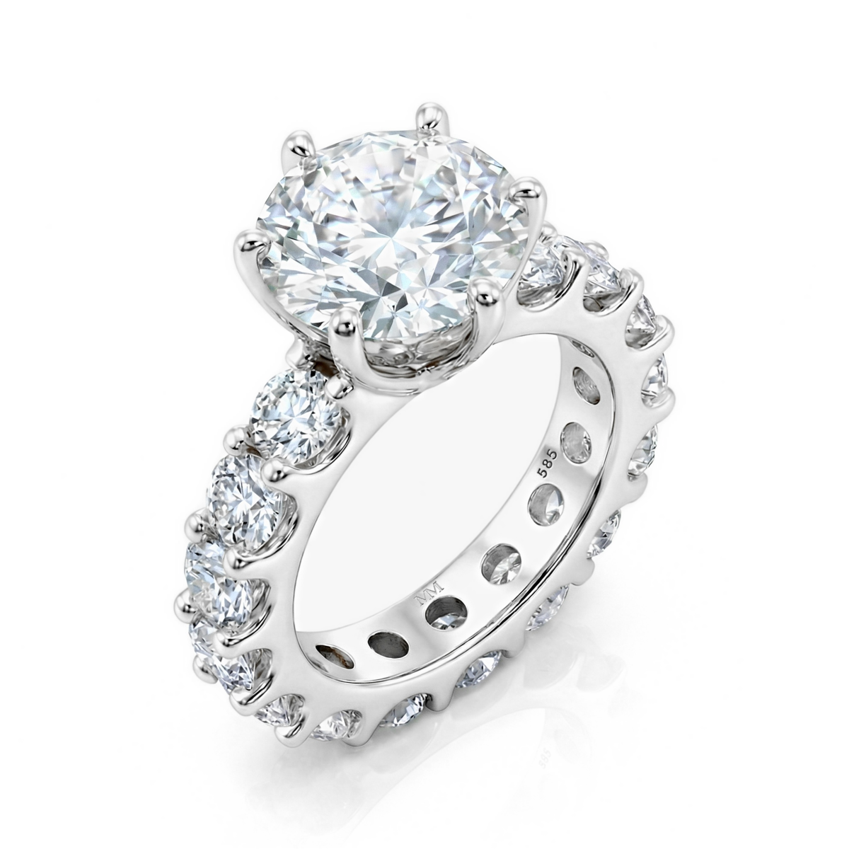 Solstice - Anillo de compromiso de moissanita con un majestuoso diseño de eternidad