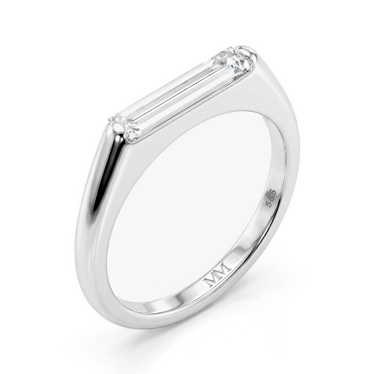 Aurelia - Anillo Solitario de Moissanita de Talla Baguette