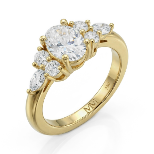 Lustrina - Anillo de moissanita oval con detalles deslumbrantes