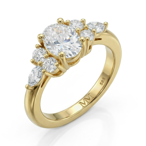 Lustrina - Anillo de Moissanita de Talla Oval con Detalles Brillantes
