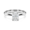 Luminara - Anillo de compromiso solitario con moissanita de talla radiante y halo oculto